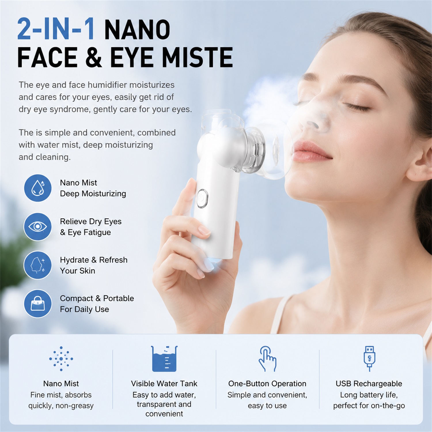 Face Steamer - 2-IN-1 Mesh Facial Steamer Beauty Dry