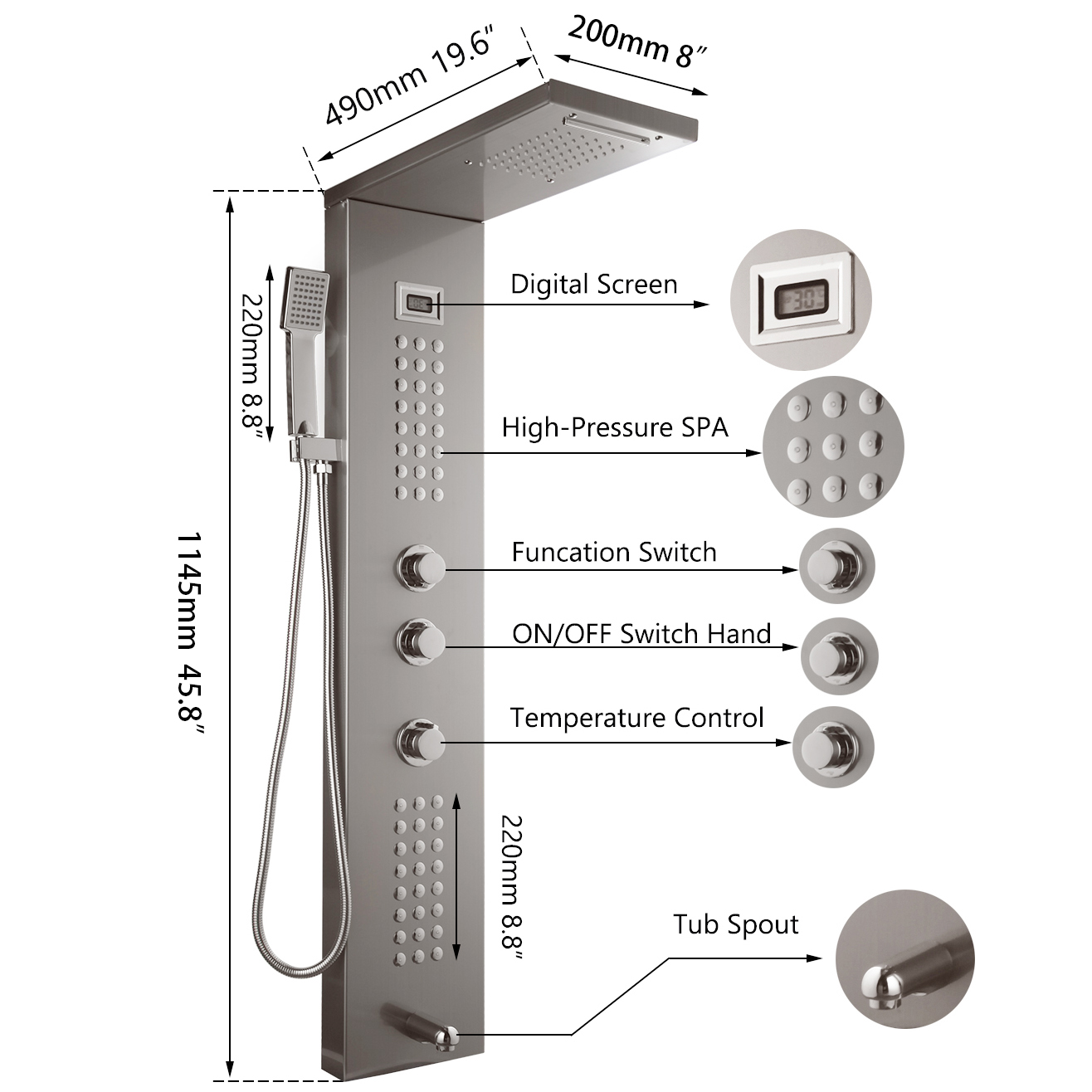 Digital Display Shower Panel S - đánh giá và giá Body Brush