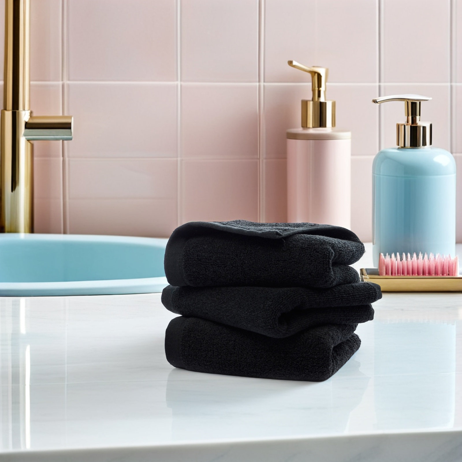 Black Cotton Hand Towel Pure C - đánh giá và giá Spa Towel