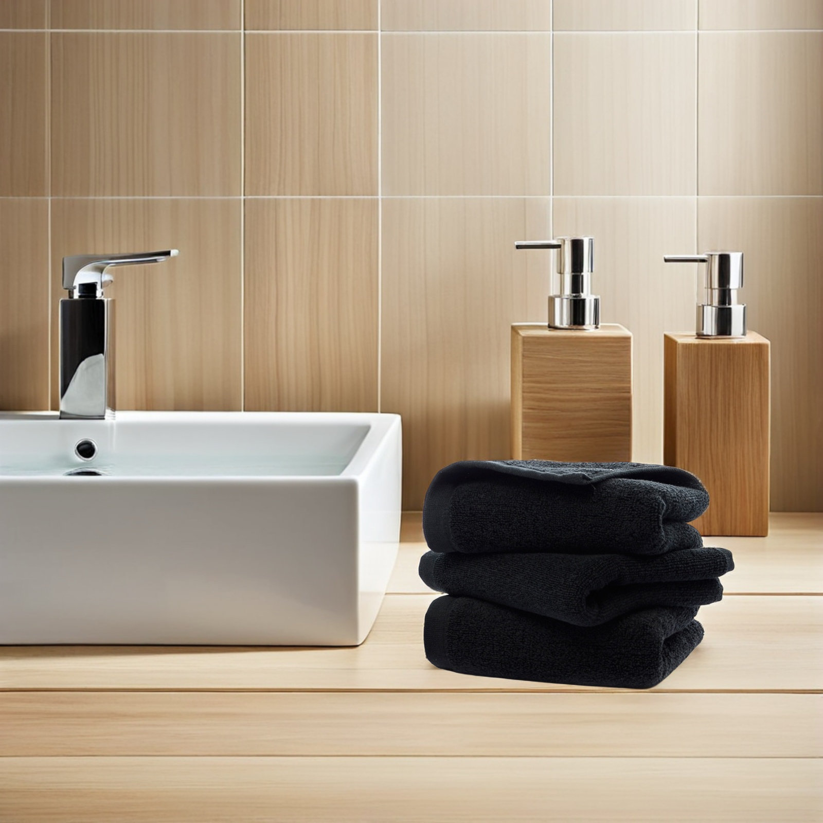 Black Cotton Hand Towel Pure C - đánh giá và giá Spa Towel