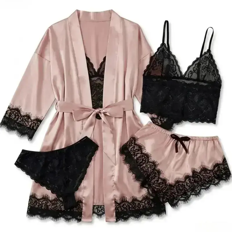Women's 4-Piece Satin Pajama S - đánh giá và giá Bathrobe