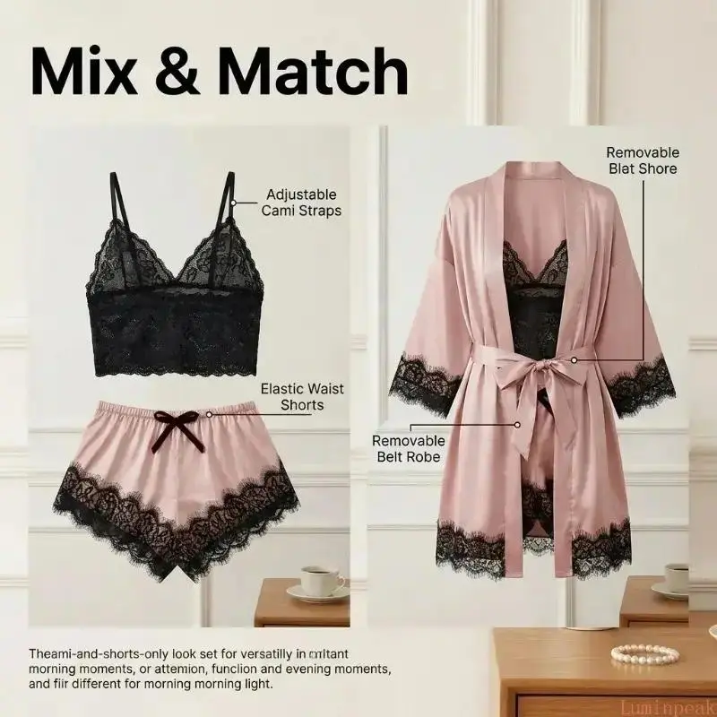 Women's 4-Piece Satin Pajama S - đánh giá và giá Bathrobe